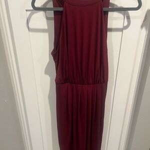 VENUS Red Ruched Halter Sundress for Cocktail